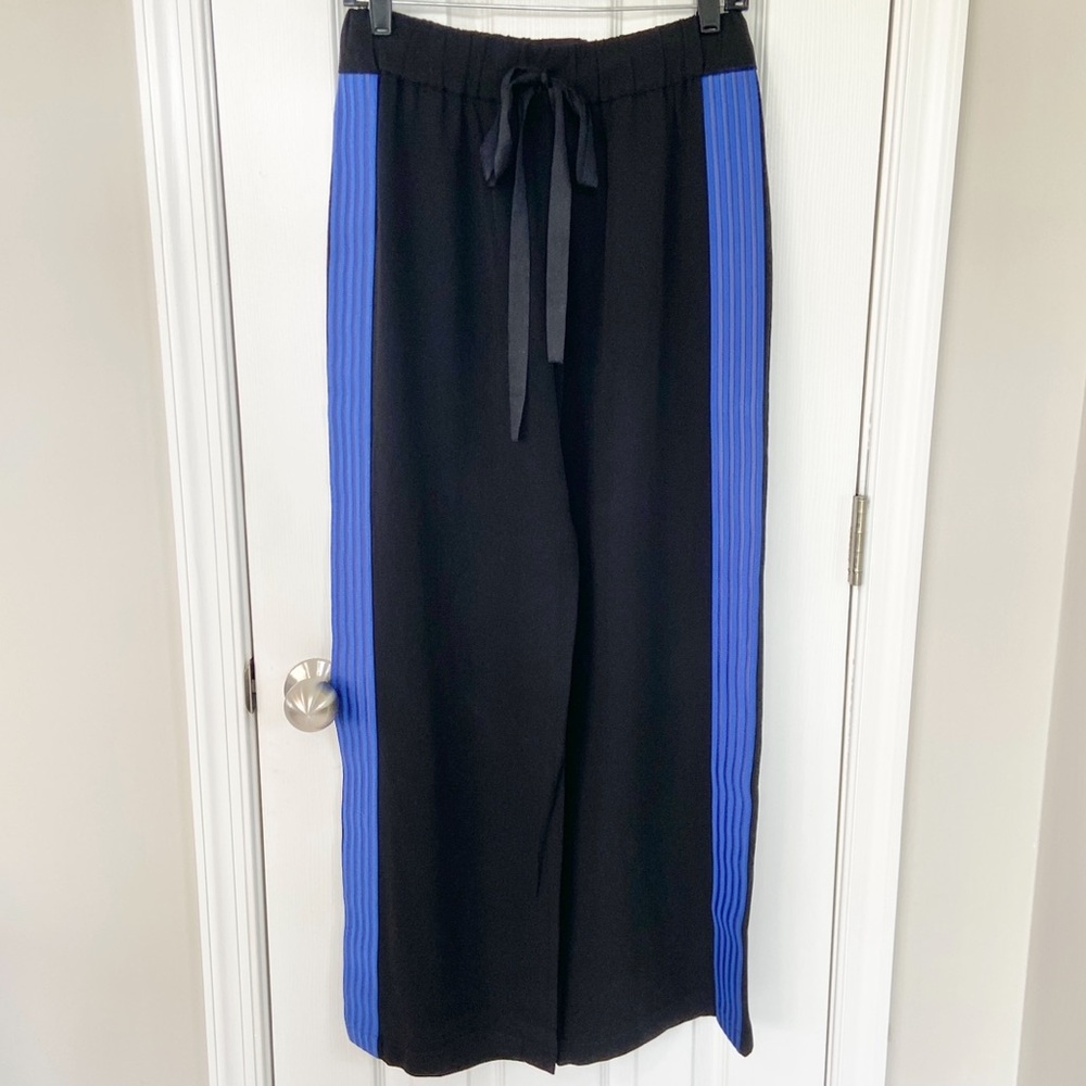 Alexis Wide Leg Pants Black with Blue Side Trim Women’s Small